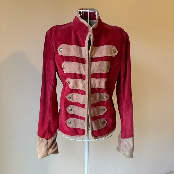 Rapsodia vintage military red suede jacket mock neck hook closure size M - Picture 1 of 16